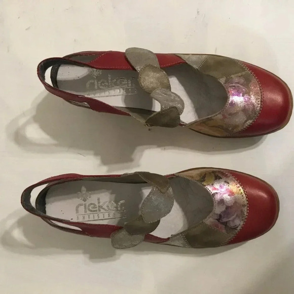 Rieker Women's Shoes, Sling Pumps red & mettalic size 37 - Picture 4 of 10
